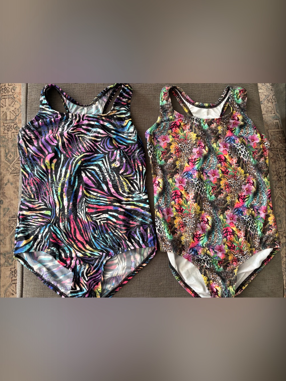Dori Creations Kids One-Piece Swimsuit in Multicolor - Floral & Zebra Prints